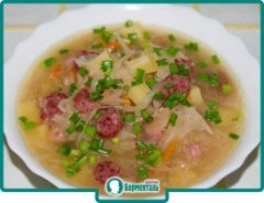 Маленькая фотография блюда по рецепту «Картофельный суп с колбасками»
