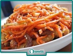 Маленькая фотография блюда по рецепту «Салат из моркови со свининой по-корейски»