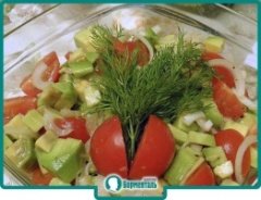 Маленькая фотография блюда по рецепту «Салат из помидоров и авокадо»